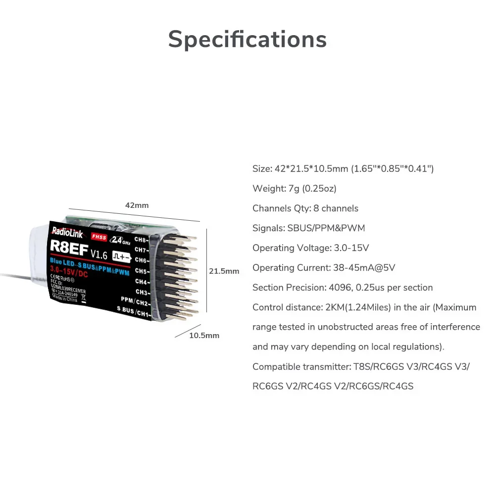 Radiolink R8EF 8 Channel Recei – Receiver Sbus 8Ch recenzja i cena