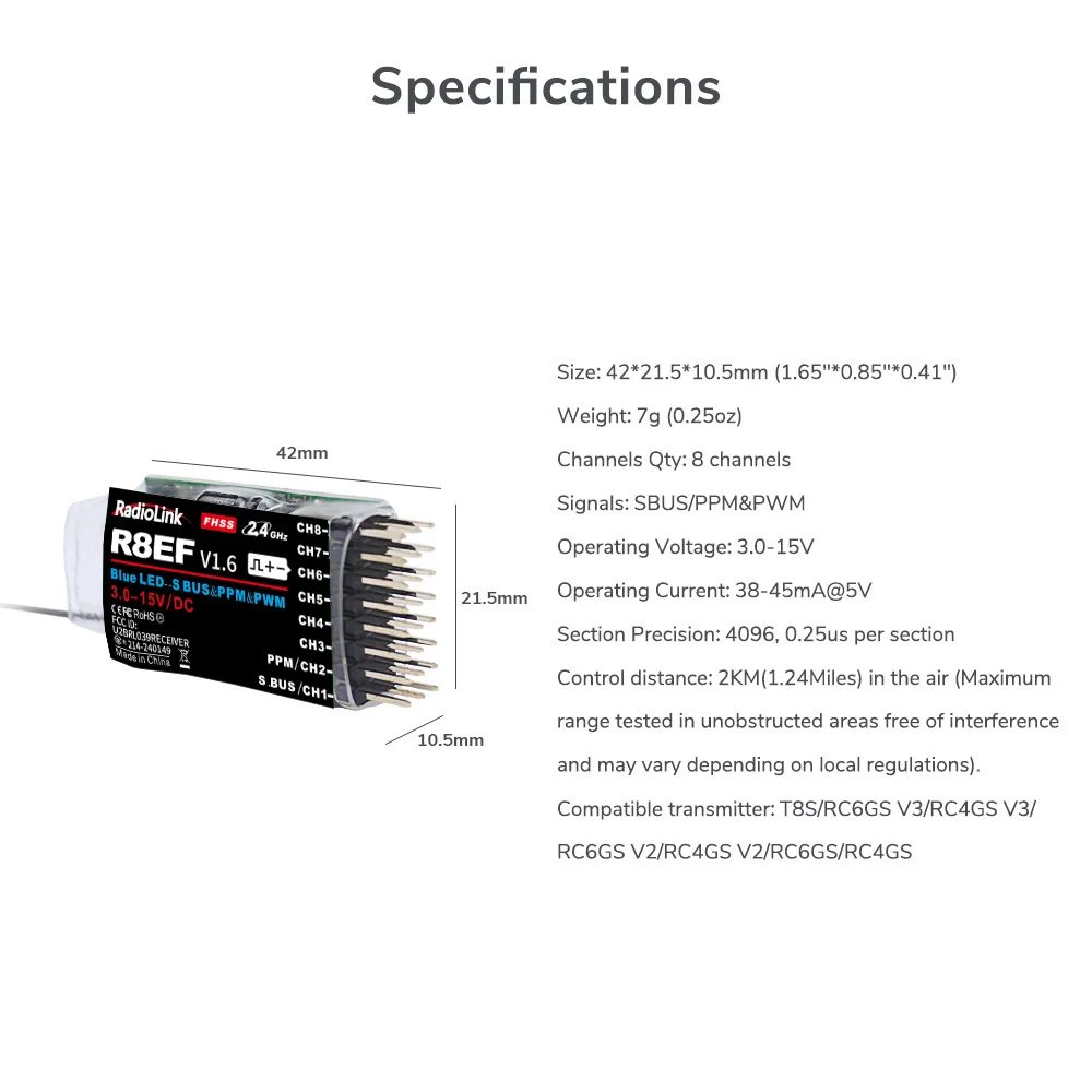 Radiolink R8EF Receiver 2.4G 8 – Receiver Sbus 8Ch recenzja i cena